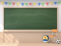 Back to school concept with empty blackboard 3d render Royalty Free Stock Photo