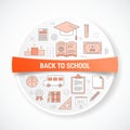 back to school concept with icon concept with round or circle shape Royalty Free Stock Photo