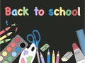 Back to school concept. Hand drawn illustration vector. Black background. Royalty Free Stock Photo