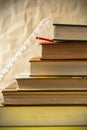 Back to school concept. Stack steps stairs of old books Royalty Free Stock Photo