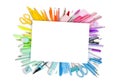 Back to school concept of stationery around blank paper sheet Royalty Free Stock Photo