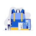 Back to school concept with student backpack and different school supplies. Modern vector illustration in flat style for landing Royalty Free Stock Photo