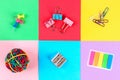 Back to school concept. school supplies abstract colorful background texture Royalty Free Stock Photo