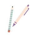 Back to school creative supplies and drawing tools flat icons Royalty Free Stock Photo