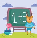 Back to school, cute deer chalkboard apple on books Royalty Free Stock Photo