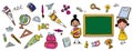 Back to school - Cute kids next to a blackboard for your text with school Royalty Free Stock Photo