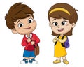 Back to school. Cute kids standing with different pose. Royalty Free Stock Photo