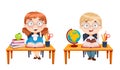 Back to school. Cute schoolgirl and schoolboy Royalty Free Stock Photo