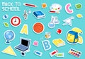 Back to school - cute and trendy cartoon illustration set - Royalty Free Stock Photo