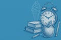 Back to School Decorations Featuring an Apple, Clock, Books, and Ice Cream Cone Illustration Royalty Free Stock Photo