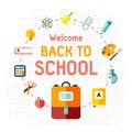 Back to school design with school icons, vector illustration