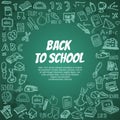 Back To School Doodle Background with sketchy education equipment vector illustration Royalty Free Stock Photo