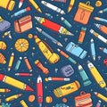 Back to school doodle seamless pattern. Vector illustration for your design Royalty Free Stock Photo