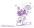 Back to school doodles (out of box objects) Royalty Free Stock Photo