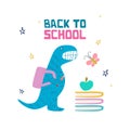 Back to school drawing banner label design with cute hand drawn doodle style decoration Royalty Free Stock Photo