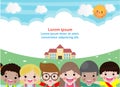 Back to school, education concept,school kids, Template for advertising brochure, your text,Kids and frame,child and frame,Vector