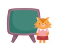 Back to school education cute fox with chalkboard teaching Royalty Free Stock Photo