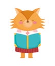 Back to school education cute fox female reading book Royalty Free Stock Photo