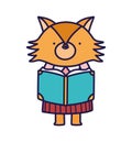 Back to school education cute fox female reading book Royalty Free Stock Photo