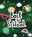 Back to school education elementary class supplies background