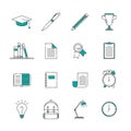 Back to school education icon set in line art design Royalty Free Stock Photo