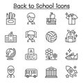 Back to school, education, kindergarten, learning icon set in thin line style Royalty Free Stock Photo