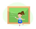 Back to School, Education or Knowledge Concept. Little Girl Writing on Blackboard. Kid Character Studying Royalty Free Stock Photo