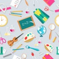 Back to school education vector art icons background. Flat university elements set. Template palette symbols for your
