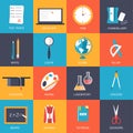 Back to school education vector art icons. Flat university elements set. Template palette symbols for your study