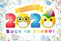 2020 back to school emoji face mask Royalty Free Stock Photo