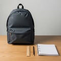 Back to School Essentials: Backpack, Notebook, Ruler, and Pencil Royalty Free Stock Photo