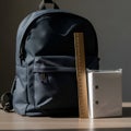 Back to School Essentials: Backpack, Ruler, and Binder Royalty Free Stock Photo