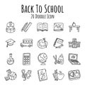 Back to School Set Doodle Line Drawing Illustration Set Royalty Free Stock Photo