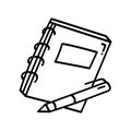 Notebook and Pen Doodle Line Drawing Illustration Royalty Free Stock Photo