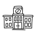 School Building Doodle Line Drawing Illustration Royalty Free Stock Photo