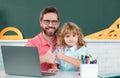 Back to school. First day at school. Cute little boy studying lesson in class. Royalty Free Stock Photo