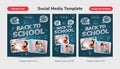 Back to school flash sale social media template with illustration blue board, pencil color and paper. Editable Text Effect