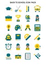 Back to school Flat Color icon set pack - vector pack illustration Royalty Free Stock Photo