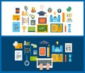 Back to school flat icons design.