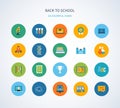 Back to school flat icons design Royalty Free Stock Photo