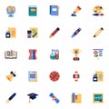 Back to school flat icons set Royalty Free Stock Photo