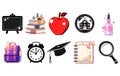 Flat vector set of compositions with objects related to education theme. Back to school Royalty Free Stock Photo