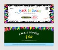 Back to school, Gift certificate, voucher, gift card or cash coupon template in vector format Royalty Free Stock Photo