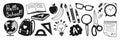 Back to School glyph stamp set learning school supplies doodle stencil print press vector Royalty Free Stock Photo