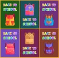 Back to School Goods Poster with Bags for Kids Royalty Free Stock Photo