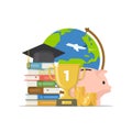 Back to school, graduation, scholarship concept. Invest in education. Vector illustration.