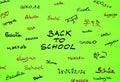Back to school green background with school inscription.