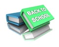 Back to school Green light-blue big books 3d