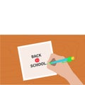 Back to school greeting card chalk text. Hand writing drawing pen Royalty Free Stock Photo