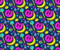 Back to school groovy pattern in retro 70s style. Psychedelic texture hippie design. School and education doodles hand Royalty Free Stock Photo